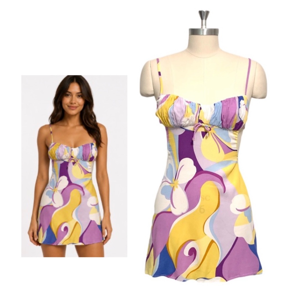 Sky to Moon Retro Mini Dress Open Back Size Small Casual Dopamine Groovy Summer